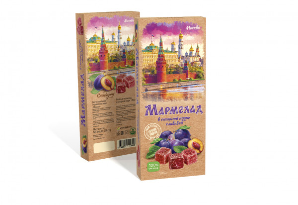 №2 Сладарт Мармелад Сливовый МОСКВА в сахарной пудре (642), 200г   в Усолье-сибирском