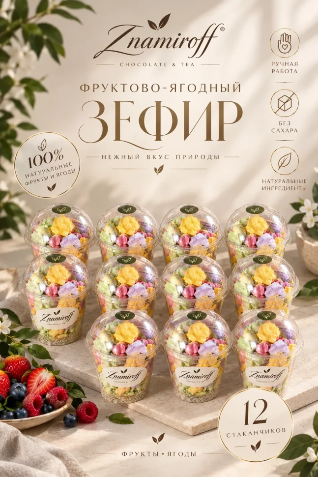  Зефир в стаканчиках без сахара(коробка 12шт по 100гр) в Усолье-сибирском