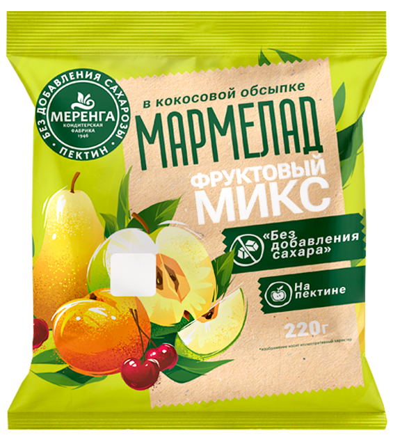  Меренга Мармелад без сахара в кокосовой обсыпке Фруктовый микс, 220г   в Усолье-сибирском